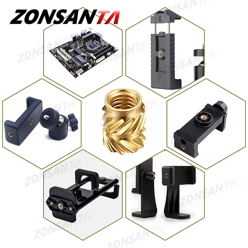 Brass insert nut Brass Insert Knurled Thread Nuts M1 M1.4 M1.6 M1.7 M2 M2.5 M3 M4 M5 M6 M8 Hot Melt Heat Molding Embedment Copper 3D Printing Nut