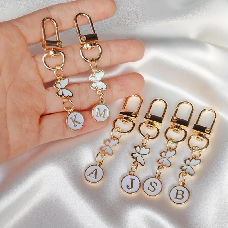 Metall-Schmetterlings-Buchstaben-Schlüsselanhänger, modisch, A-Z, 26 Buchstaben, Schlüsselanhänger, Charms, Autoschlüsselhalter, Taschenanhänger, Zubehör, Schmuck, Geschenk – Detail 2