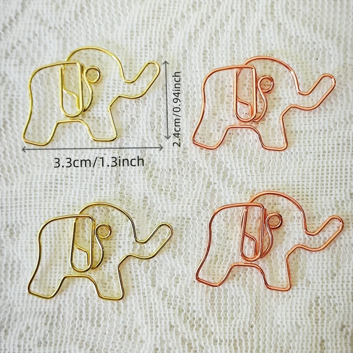 20Pcs 귀여운 코끼리 모양의 금속 종이 클립 사무용품을위한 동물 테마 저널 북마크 클립