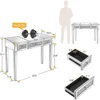 Mirrored Vanity Desk with Drawers and Flip Mirror, Glass Vanity,,Mirrored  Makeup Vanity Table for Bedroom 4
