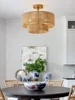 Vintage Hemp Rope Pendant Light Handmade Rattan Chandelier for Living Room Bedroom Restaurant Hemp Rope Round Pendant lamp 5