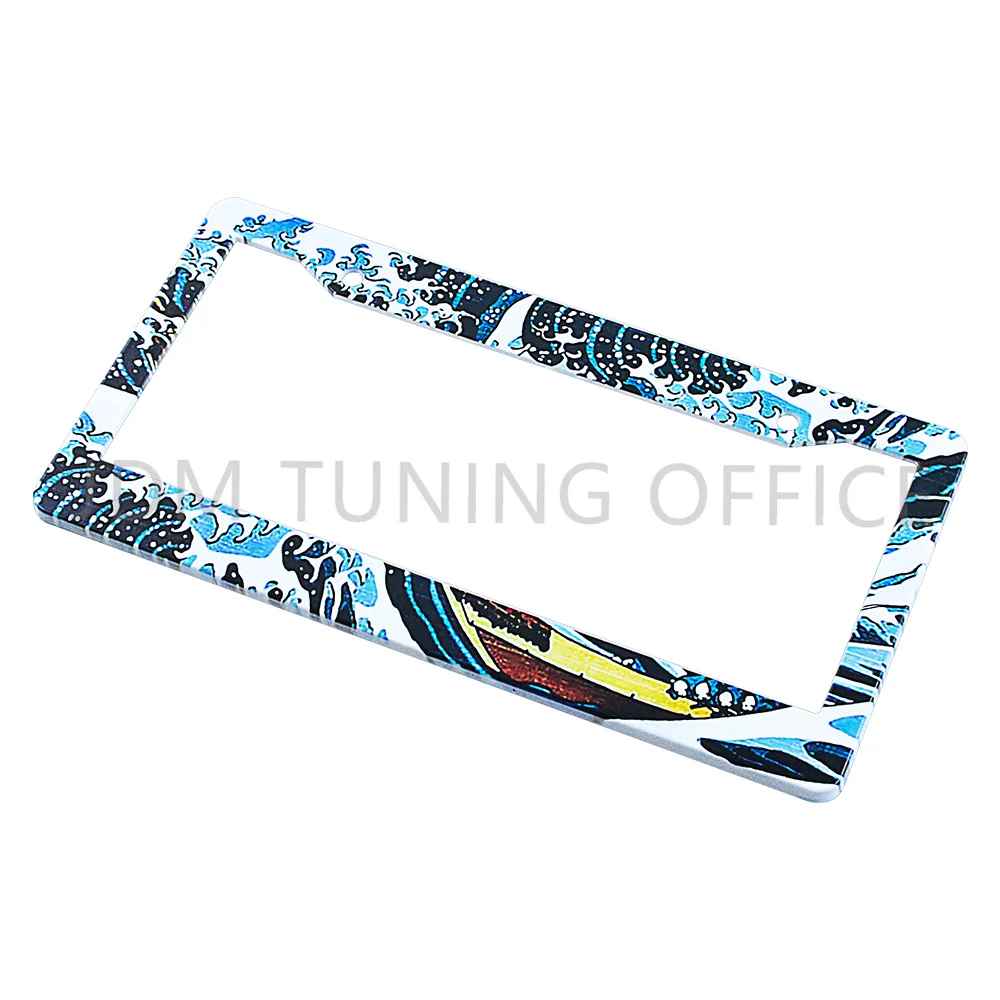 JDMStyleUkiyoeBlueWaveLicencePlateFramePlasticCarRacing