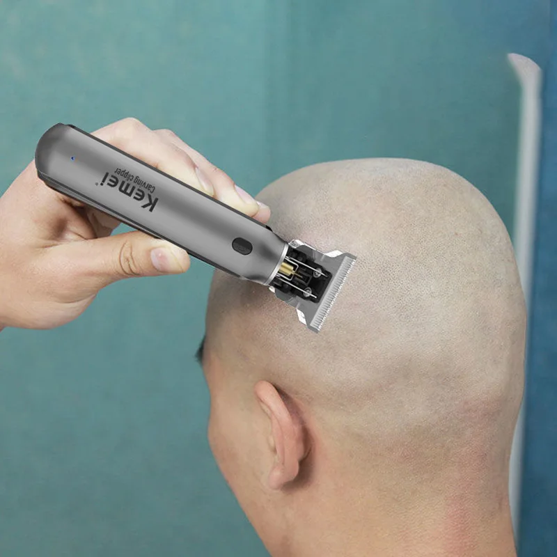 Kemei Hair Liners Clippers Men Beard Trimmer Zero Gapped T-Blade Hair Cutting Machine Cordless Professional Barber Edgers Cutter 6