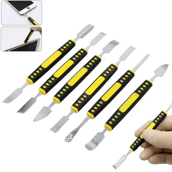 6 pezzi Set di utensili manuali Kit di strumenti di riparazione del telefono Lame di smontaggio Strumento di apertura a leva Piede di porco in metallo Kit di smontaggio Spatola del telefono