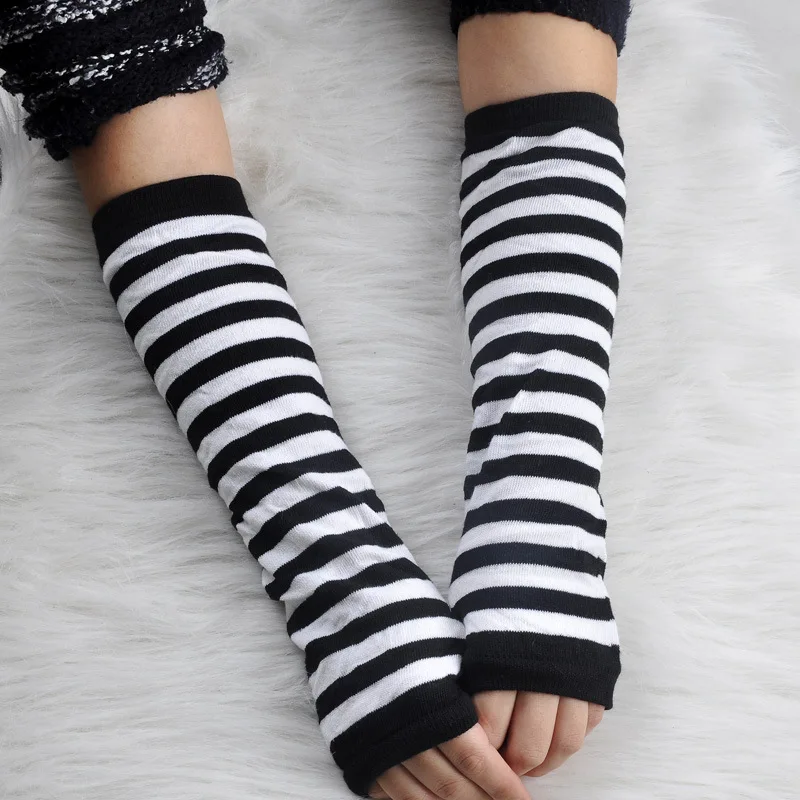 Gothic Lolita Anime Soft Knitted Fingerless Gloves JK Girls Mittens Oversleeve Man Women Fashion Sun Block Cuff Arm Warmers fingerless gloves