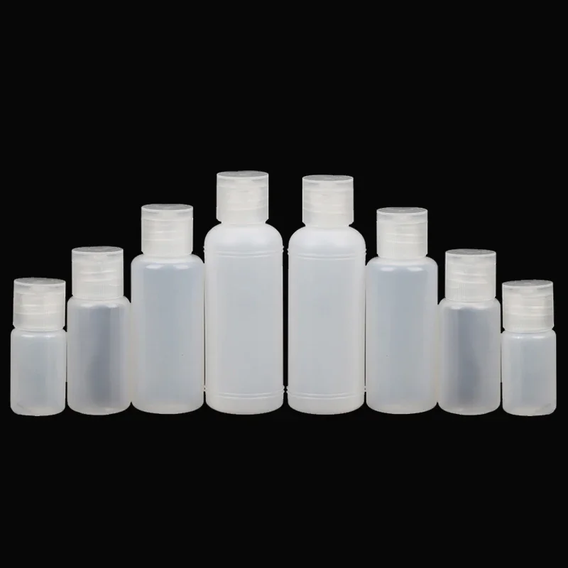 

5Pcs 10ml-50ml Empty Plastic Squeeze Bottles with Flip Caps Mini Refillable Travel Container For Shampoo Conditioner Lotion