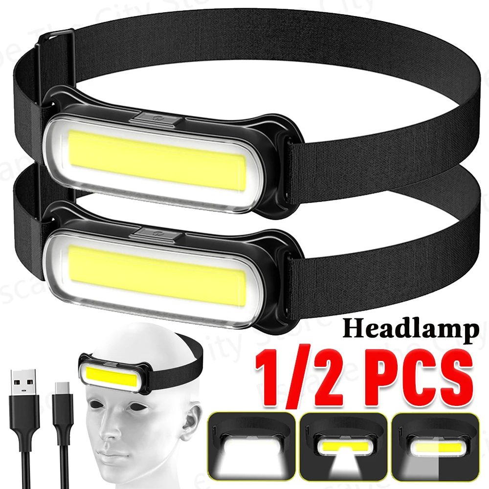 

LED Headlamp Rechargeable Flashlight 3 Modes Head Lamp Waterproof Head Light Adjustable Headband For Outdoor Camping Supplies