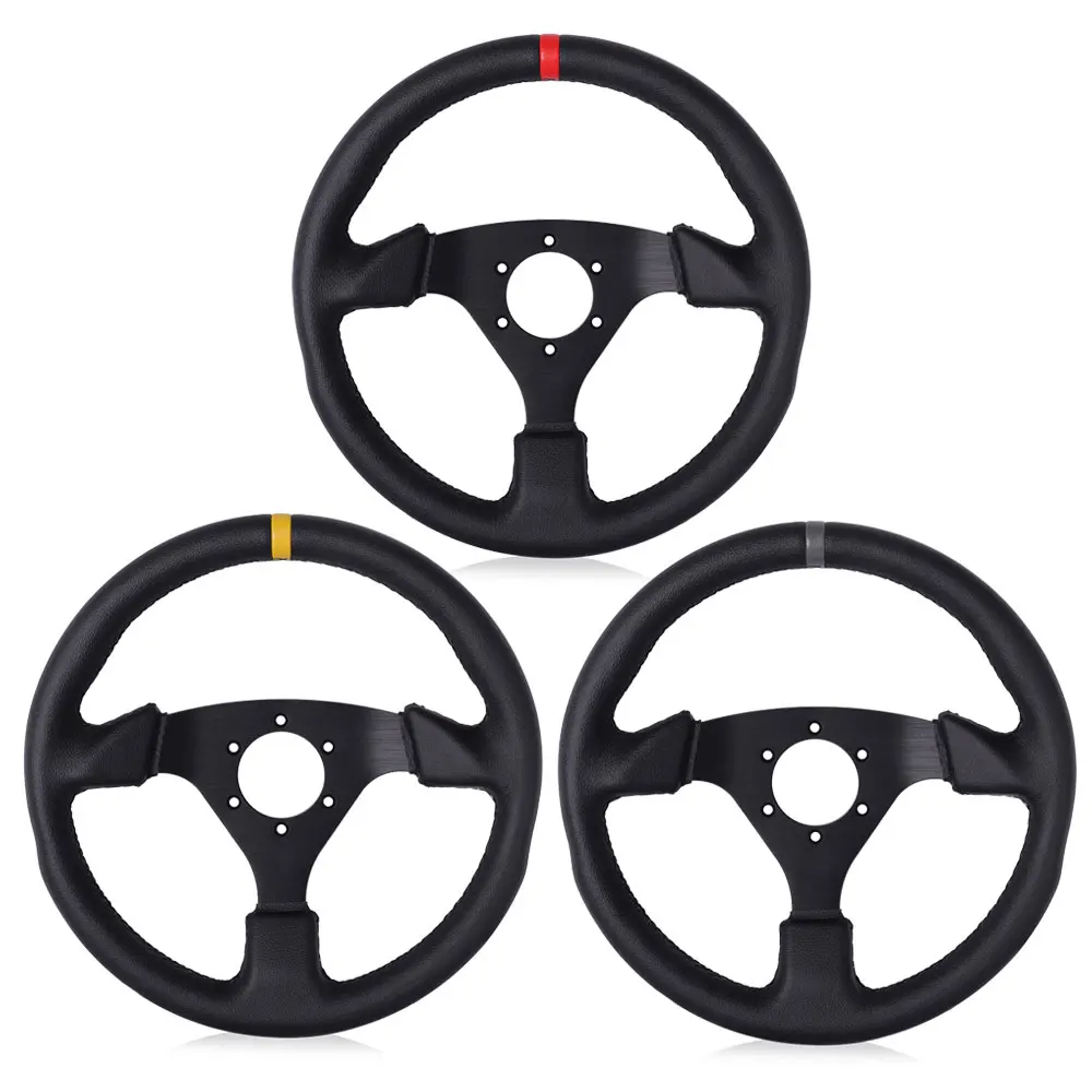 Flat Steering Wheel 330mm Leather Aluminum Frame Drift Sim Racing Pc