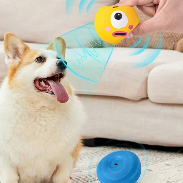 1 piece cute big eyed design, pet rubber grinding teeth cleaning ball, squeaking dog toy ball, interactive training pet supplies 2