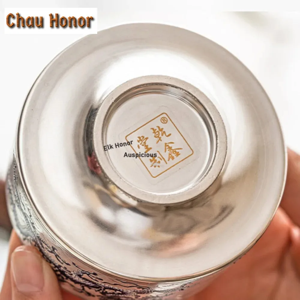 120ml High End Silver Plated Ceramic Teacup Blue and White Dragon Pattern Master Cup Chinese Jianzhan Kung Fu Tea Utensil Gifts