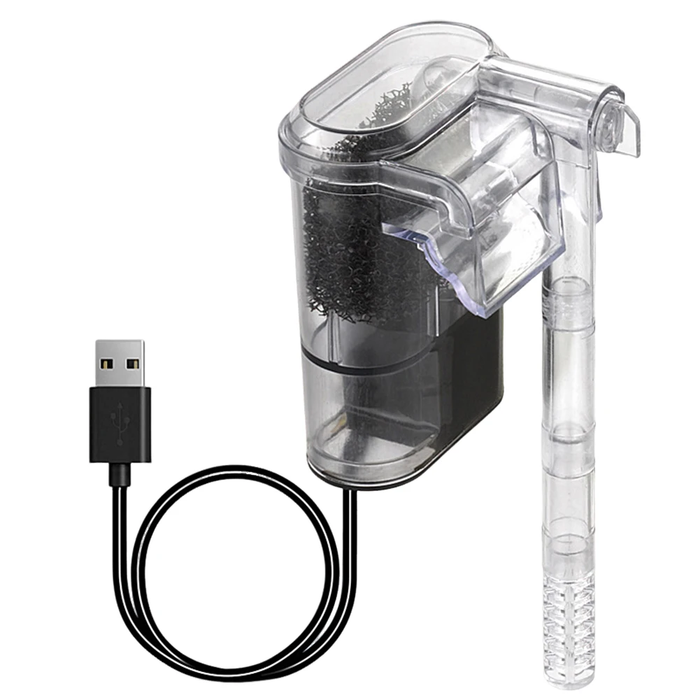 Fish Tank Suspended Filter Water Purifier Adjustable Water Flow Aquarium Hang On Filter USB Plug In Fish Tank Accessories