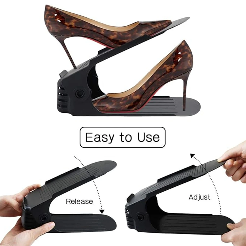 6-14Pcs Shoe Slots Organizer, Adjustable Shoe Support Rack, Double Layer Stack Shoe Holder, Shoe Stacker for Closet Organization 4