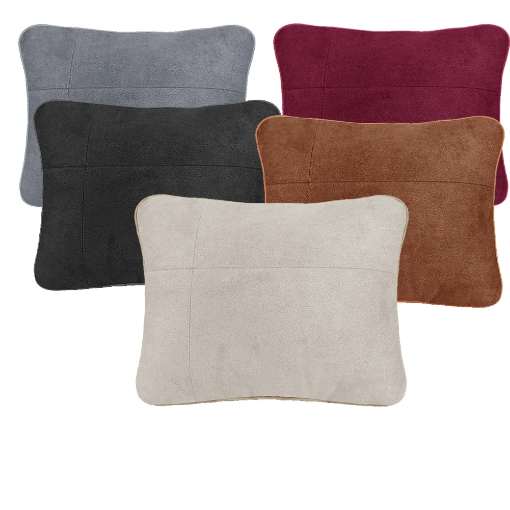 하이 퀄리티 머리 받침 베개 허리 지지대, 블랙 커피 컬러 스웨이드 원단 버건디 자동차 액세서리, 36*29*7.5cm, 1 개