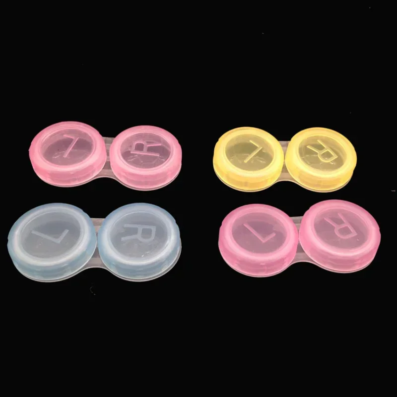 

wholesale 5/10Pcs Contact Lens L+R Cases Storage Holder Soaking Container Travel Accessaries Eye Candy Colored Contact Lens Box
