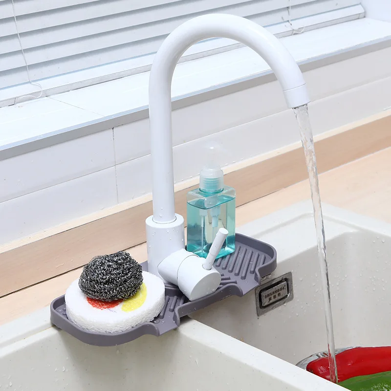 Kitchen Splash Guard Kitchen Sink Pad Kitchen Faucet Pad 1pc Kitchen Silicone Faucet Absorbent Mat Sink Splash Guard Water Draining Pad Countertop Protector Table Cushion for Bathroom