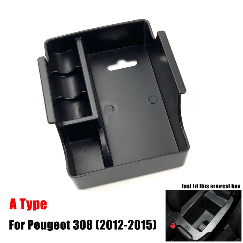 

Automobile Armrest Storage Box For Peugeot 308 408 2008 3008 4008 5008 Center Console Container Storage Organizer Car Accessorie