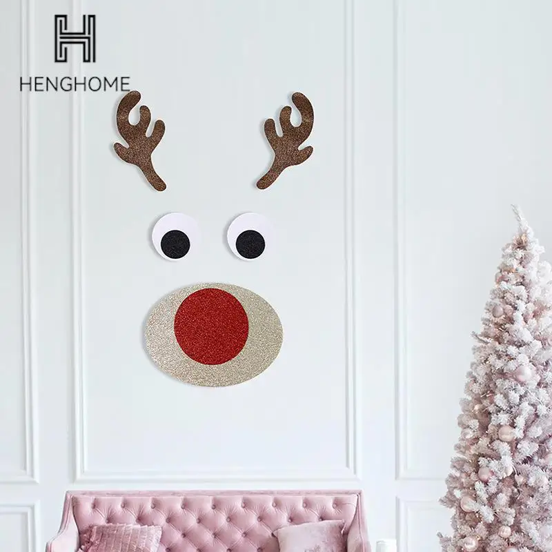 

Happy New Year 2024 Christmas Felt Window Stickers Merry Christmas Decorations For Santa Claus Snowman Door Wall Sticker Decor