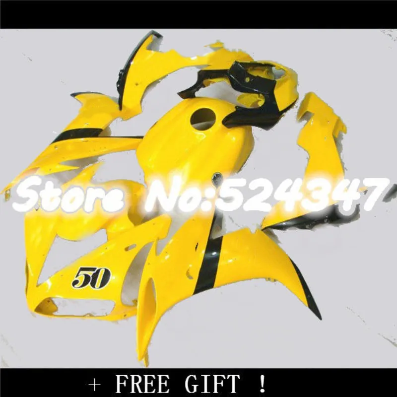 

Free customize fairings for YAMAHA YZFR1 2004 2005 2006 yellow body work parts fairing kit YZFR1 04 05 06