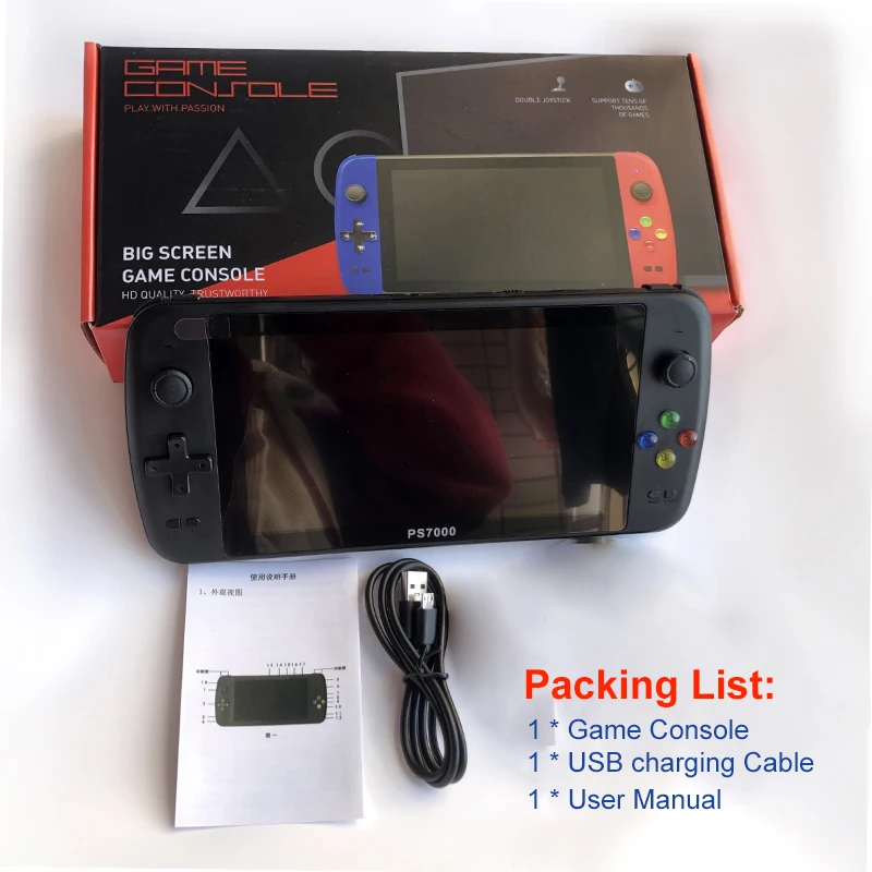 ps7000 game console with 2 gamepads 64GB 5000 free games for MAME/CPS/SegaMD 7 inch Handheld Classic Portable Game Console
