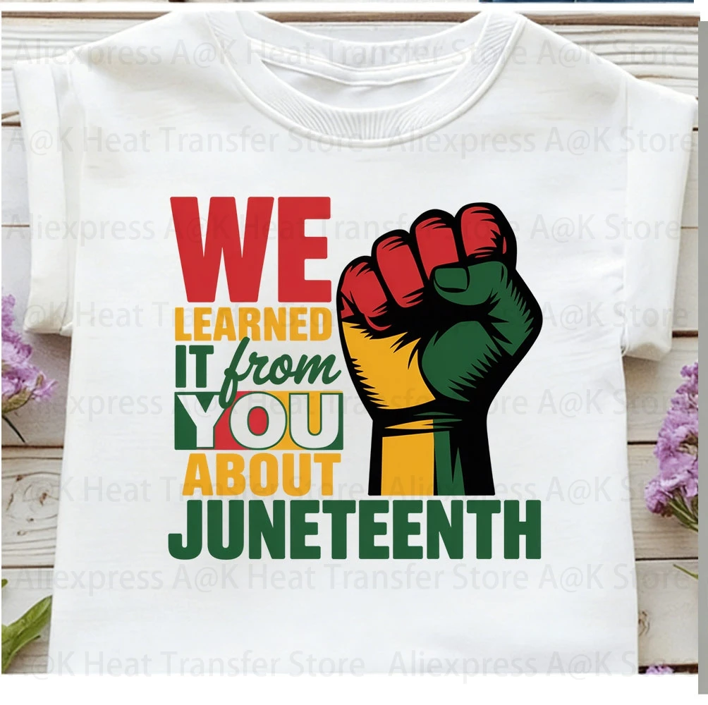 Juneteenth Black Pride 아이언온 전사 DIY 세탁 가능한 티셔츠 열전사 데칼 패치 유화 디자인