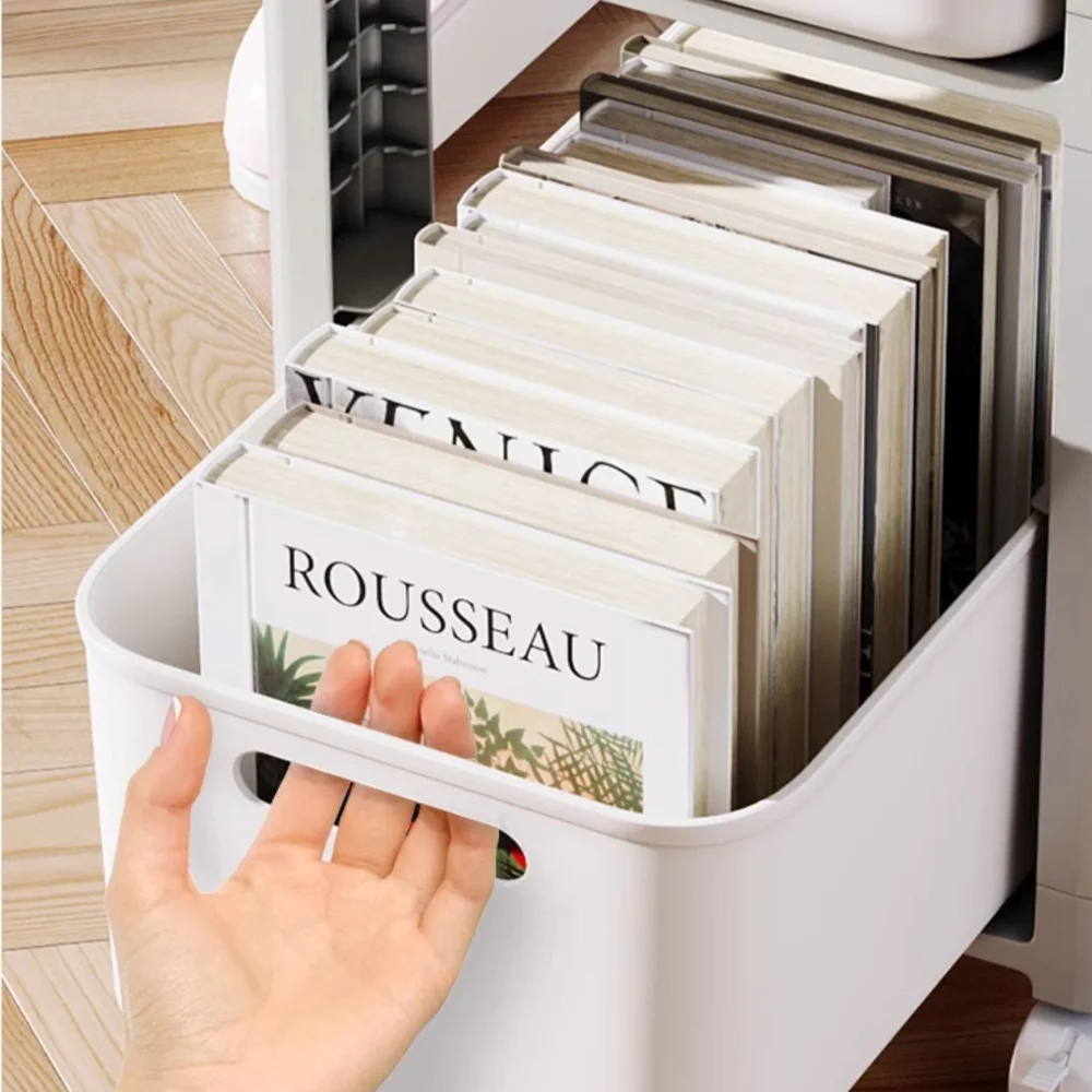 Movable Bookshelf Drawer Style Storage Rack Under-Table Wheeled Snack Storage Rack Students School Bag Trolley