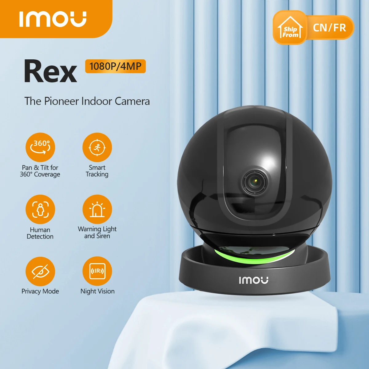 128g SD gratuit] IMOU-Caméra de surveillance PTZ IP WiFi HD 4MP
