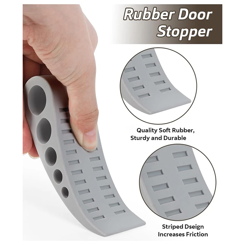 A21I-3Pack Door Stops For Bottom Of Door, Rubber Door Stopper Wedge With Holder, Holder To Keep Open