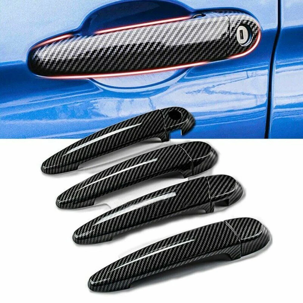 1 Set Car Carbon Fiber Door Handle Covers Trims For BMW E87 E90 E91 E92