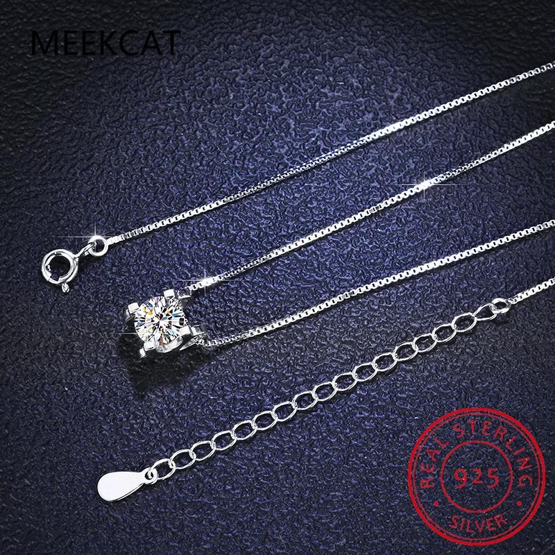 Moissanite Necklace Real Moissanite Square Pendant Necklace D Color VVS1 Lab Diamonds 925 Sterling Silver for Women Wedding Fine Jewelry PE032