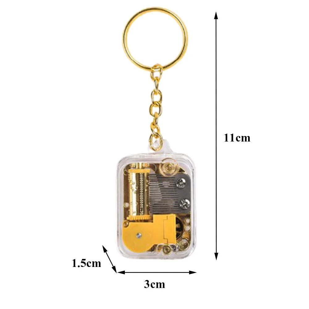 Square Keychain Innovation Music Box Movement Unique Mini Movement Pendant Movement Key Chain Key Chain With Music Small Jewelry 4