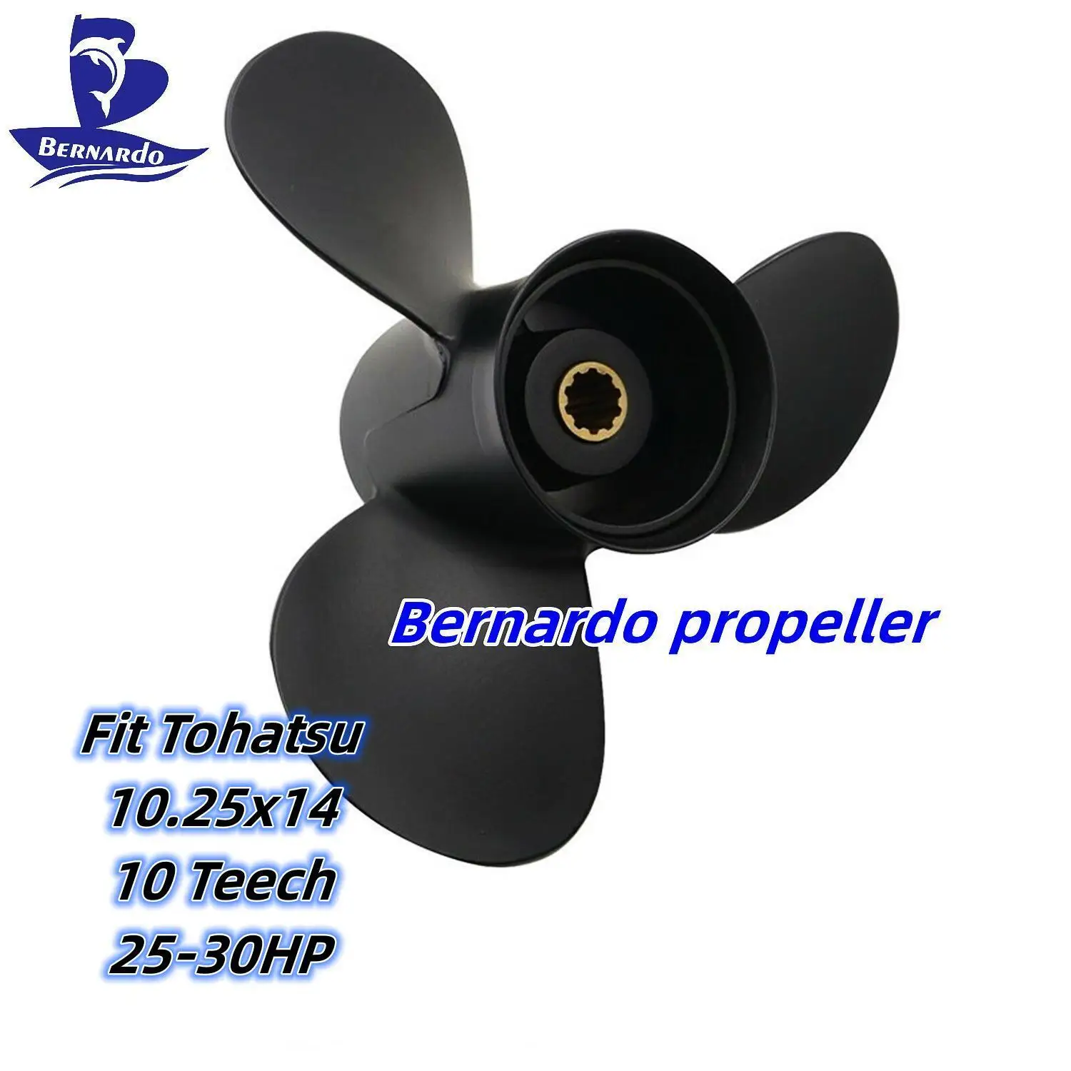 Bernardo Boat Propeller 10.25x14 Fit Tohatsu Mariner Outboard Engines 25 HP 30 HP Motor Aluminum Screw 3 Blade 10 Tooth Spline