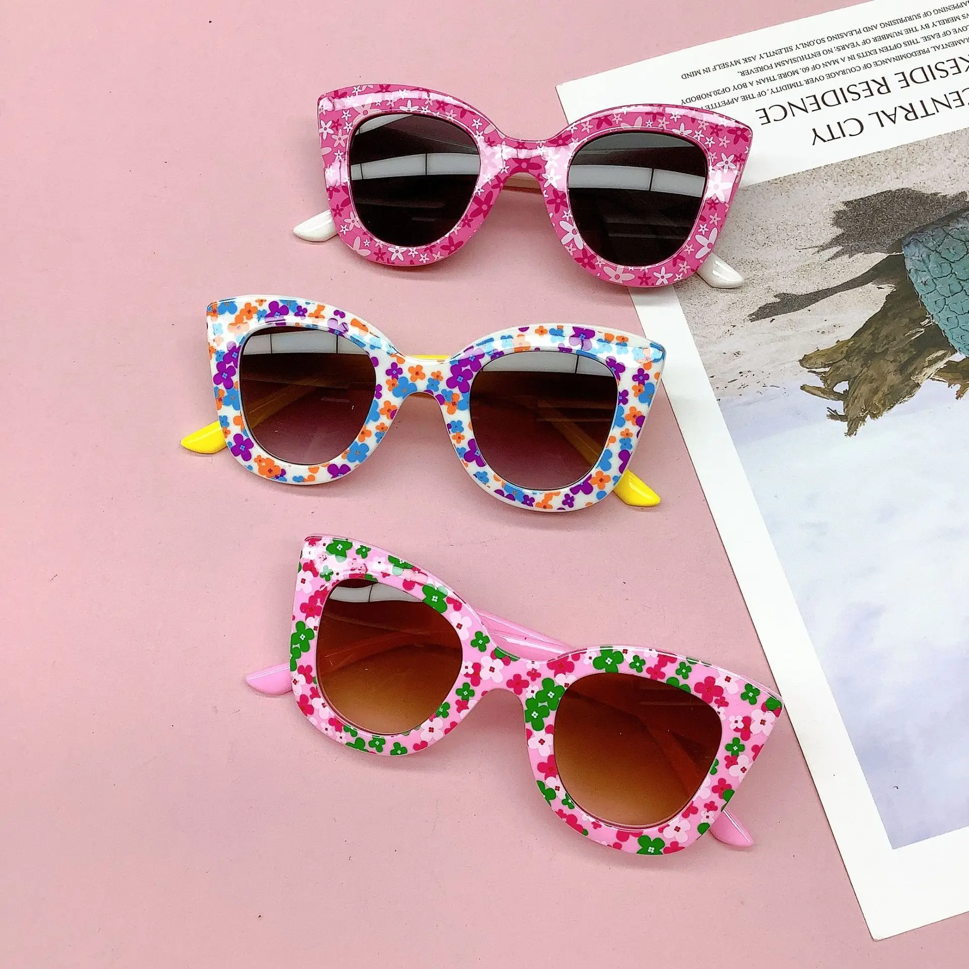 Fashionable New Travel Bag Flower Children's Sunglasses Anti UV Baby Boys And Girls Eye Protection Glasses 2