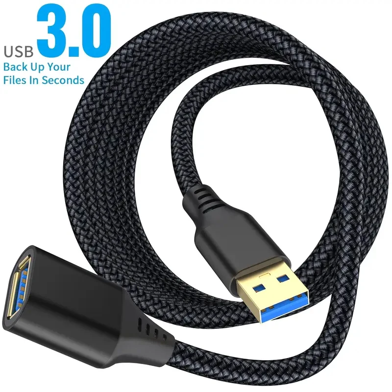 Nylon Braided USB 3.0 Extension Cable - Male to Female Data Cord