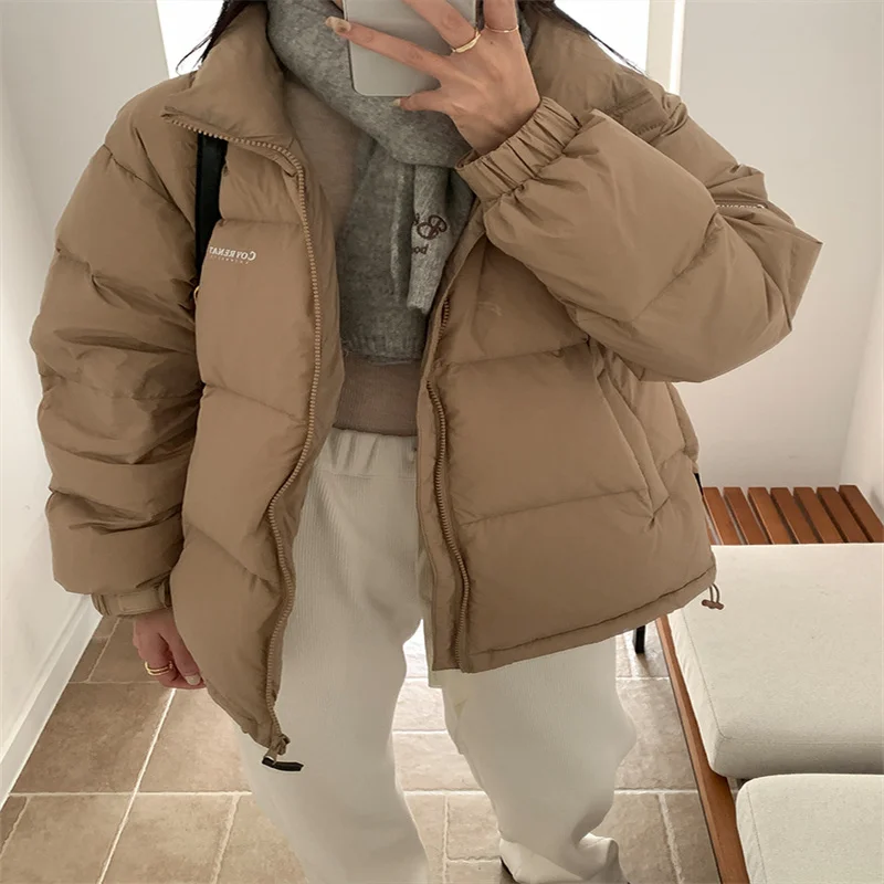 Self Retaining Stand Up Collar Short Down Coat For Women's Winter Korean Version Splash Proof Warm Bread Jacket  C48 winter gentle bread clothing women down cotton coat female korean version casual stand collar plus velvet warm jacket jd2268