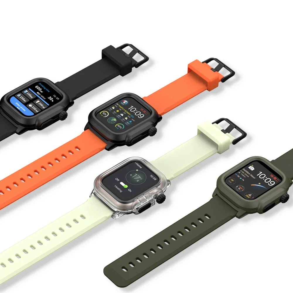 Waterproof Shell for Apple Watch Case 9 8 7 45mm Outdoor Sports Silicone Bracelet Wristband IWatch 6 5 4 SE 44mm 40mm 42mm