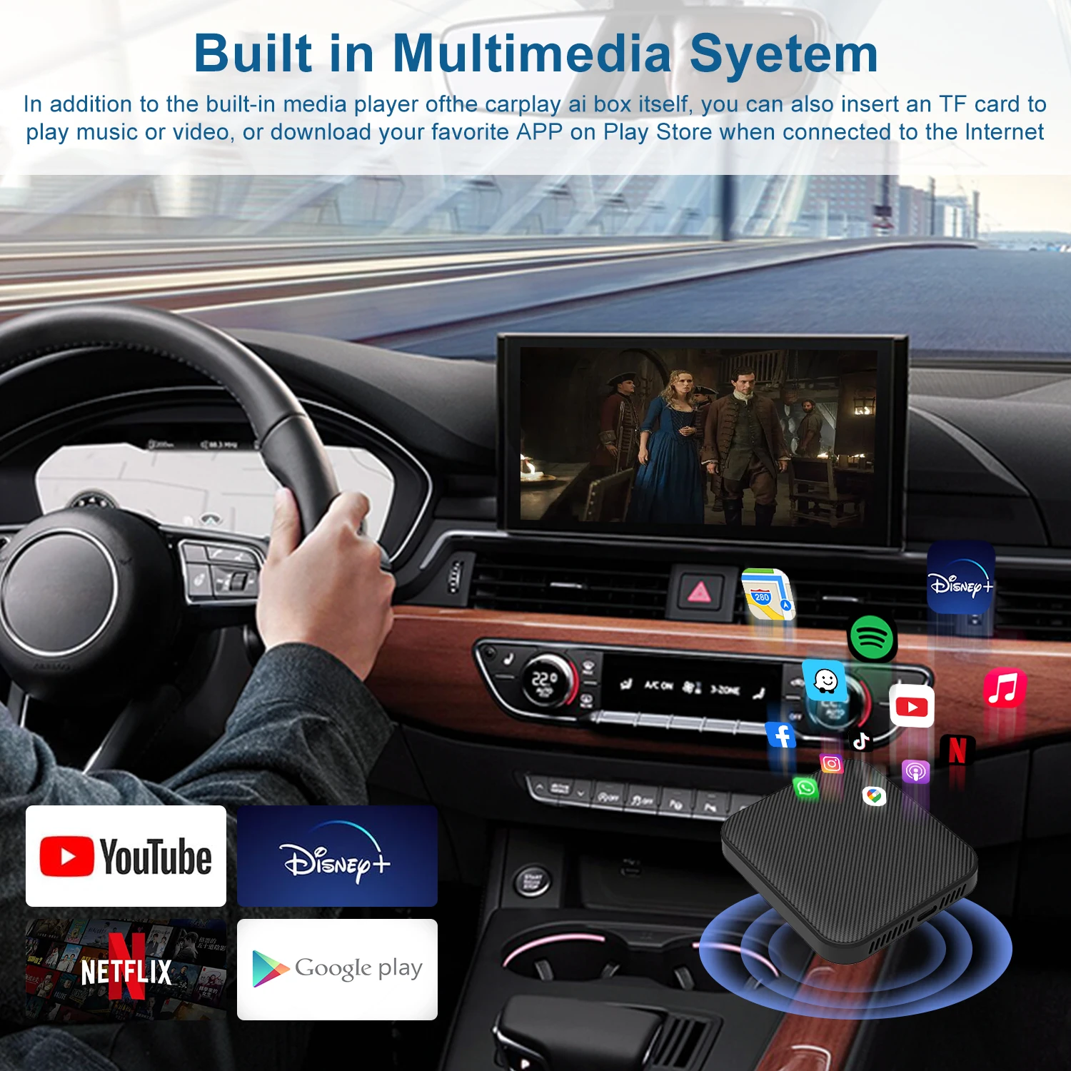 Adattatore Wireless Per CarPlay E Android Auto - Converte CarPlay Cablato In Wireless, Integra Netflix E YouTube