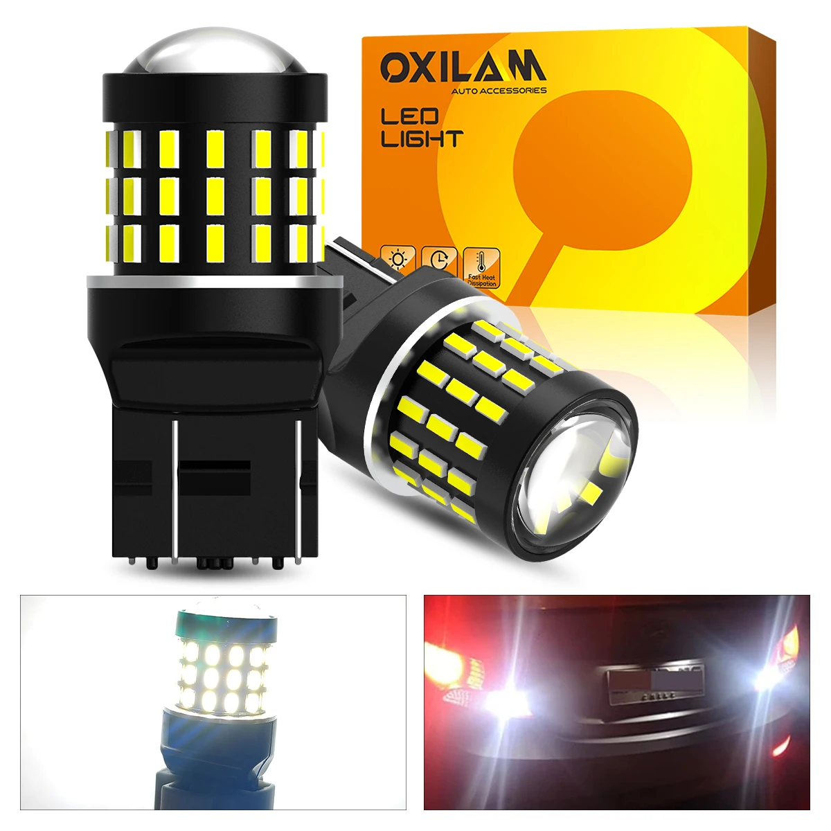 

2Pcs T20 W21W W21/5W LED White 7440 7443 LED Bulbs for Passat B6 B8 206 Sailor Moon Mercedes Ford Focus Mk2 Mazda 3 Car Light