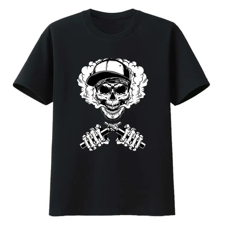 

Smoking Skull Cotton T-shirts T-shirt Male Mens Designer Clothes for Men Camisa Hipster Humor Short-sleev O-neck Casual Leisure