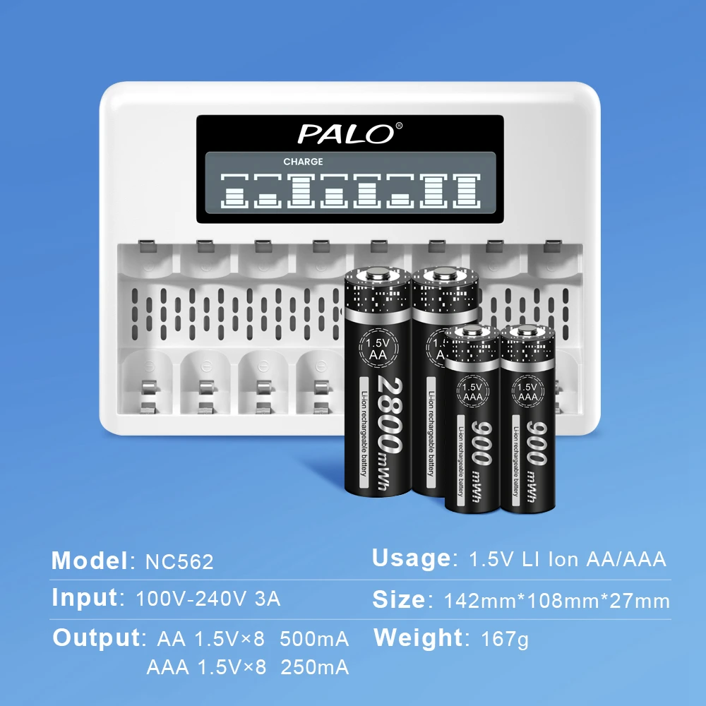 1.5V Li-ion Battery Charger 4 Slot 8 Slot Fast Smart Intelligent Usb Charger for 1.5V Lithium AA AAA Rechargeable Batteries battery charger fast charger battery charger adapter