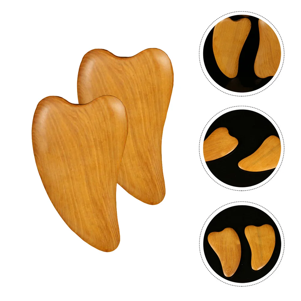 

2 Pcs Scraping Tablets Massage Tools Facial Board Plate Skin Care Muscle Relief Accessory Wooden Therapy