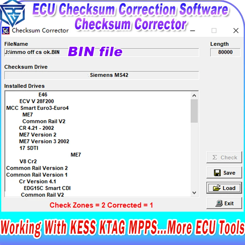ECUChecksumCorrectionSoftwareChecksumCorrectorSupportECUBIN.FileWorkWithKESSKTAGMPPSMoreToolforBMW/OpelCars-AliExpress
