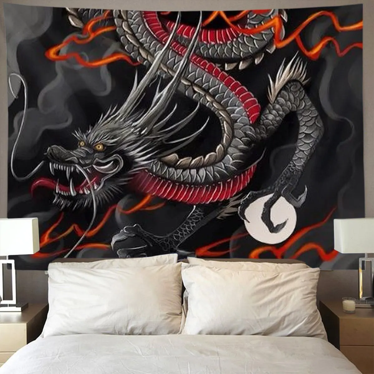 Arazzo Drago Nero Animale Leggendario Antico Cinese Appendere alla Parete per Soggiorno Camera Letto Dormitorio Decorazione Murale Sfondo per Feste | Leroy Merlin