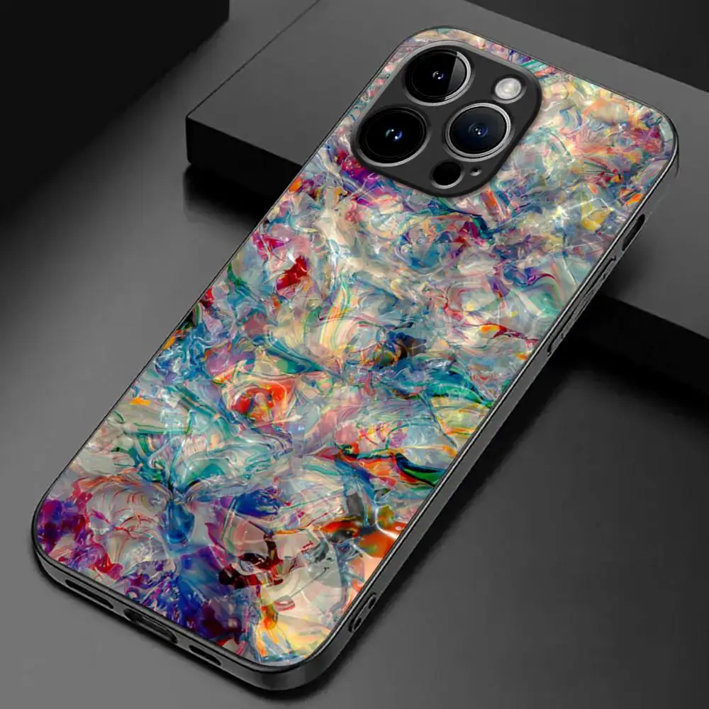 Colorful Psychedelic Phone Case For iPhone 15 14 13 12 11 X XR XS XSMAX 8 7 Plus Mini Pro Max Soft Black Phone Cover