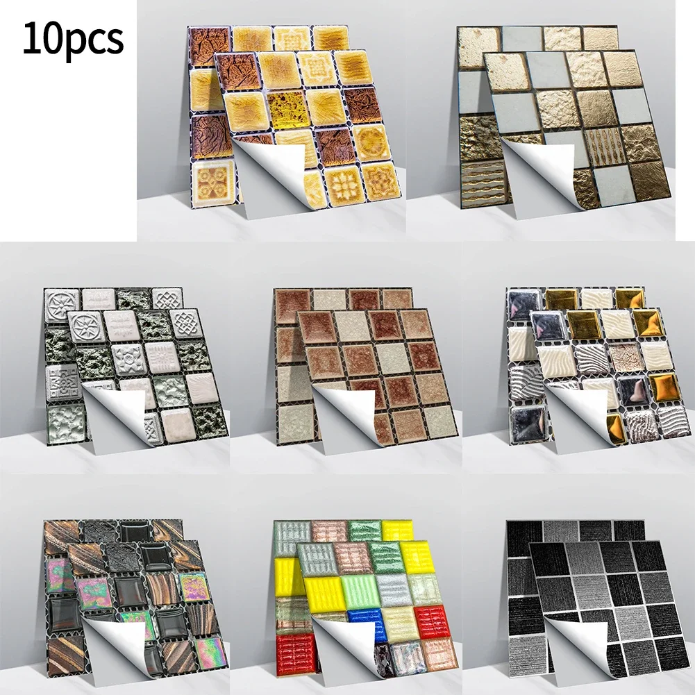 Self Adhesive Wall Tiles For Kitchen Bedroom Bathroom Wall Backsplashes Waterproof Mosaic Tile Sticker DIY 10 * 10cm 10pcs