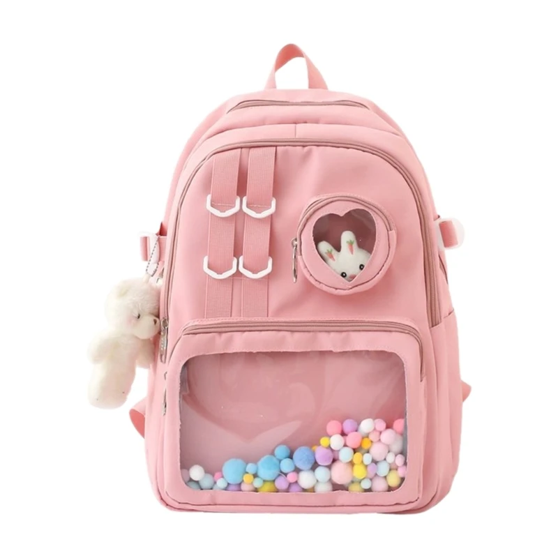 Double Strap Shoulder Bags Travel Bag Clear Pocket Bag Backpack for Girl