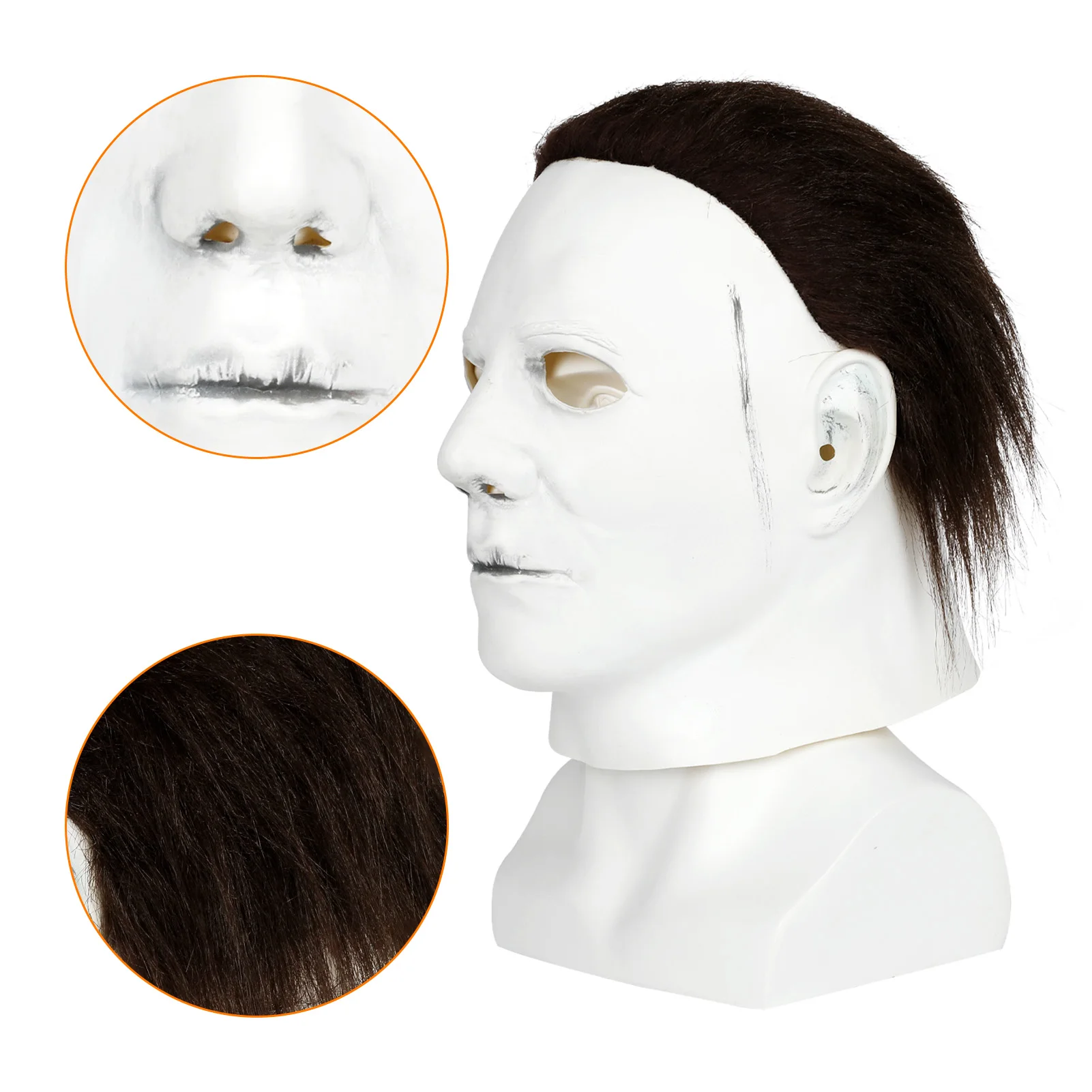 New Michael Myers Mask Cosplay Scary Movie Halloween Latex White Helmet Horror Headgear Masquerade Party Classic Prop