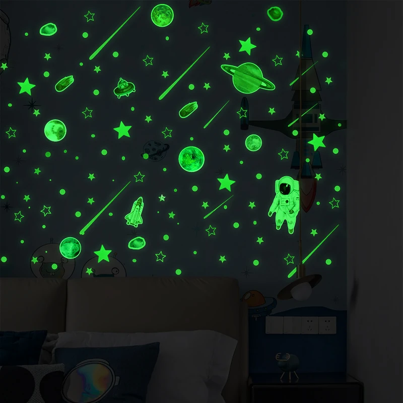 

Luminous Moon Stars Wall Stickers Children's Favor DIY PVC Glow In The Dark Planet Wall Decals Ceiling Kids Room Bedroom Decor