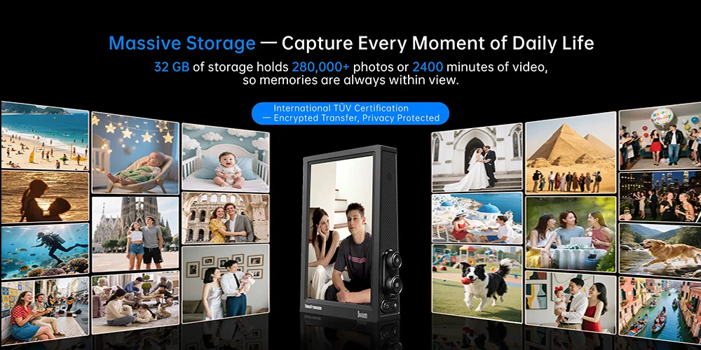 TimesFrame Pure Transparent WiFi Digital Photo Frame 32GB, App Control Picture F