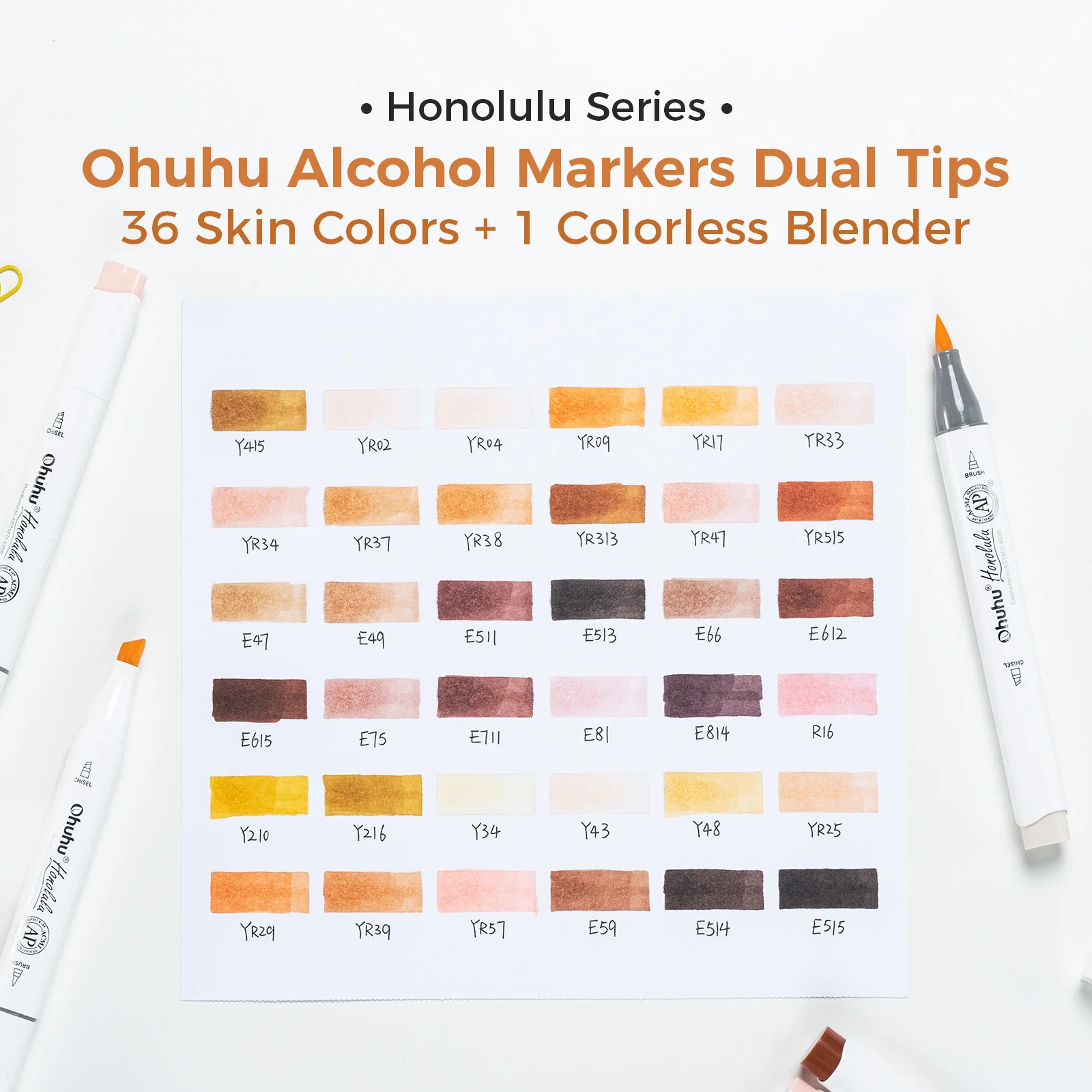 Ohuhu Pennarelli ad Alcool 24 Colori, Pennarelli da Disegno Doppia