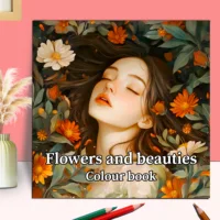 Livre d'images pour adultes : belles femmes en floraison pour une pratique du maquillage avec des portraits détaillés et des techniques de crayons à colorier 4